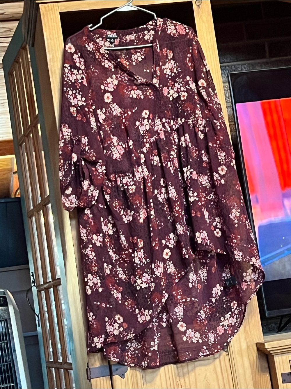 torrid Burgundy Floral High-Low Tiered Dress